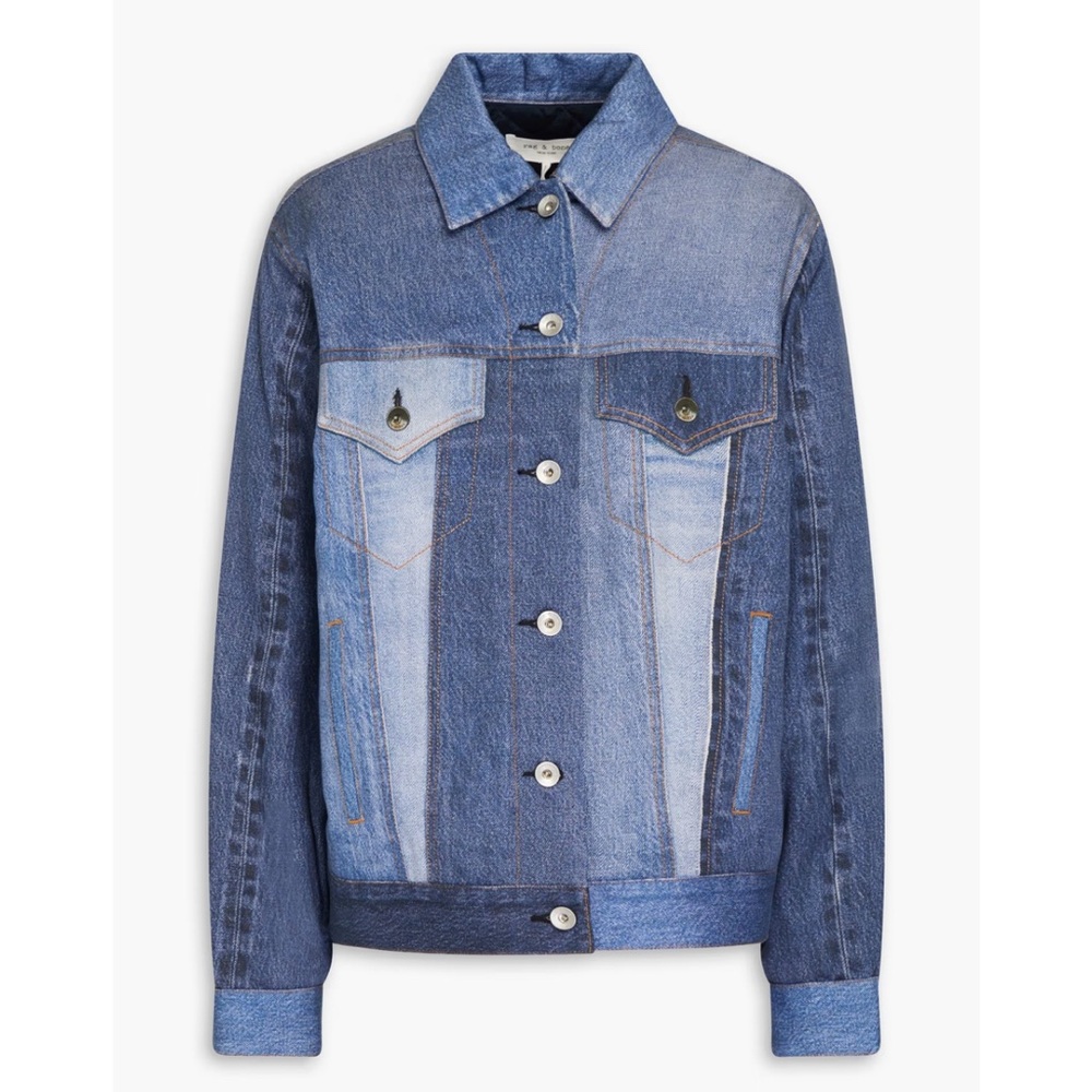 rag & bone Women's Patchwork Liquid Miramar‎ Trucker Jacket